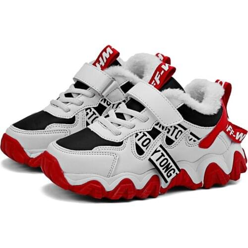 Kids Winter High-Top Sneakers for Boys Girls Shoes Breathable Running Shoes Black Warm Sneaker Children Casual Walking Shoes