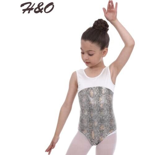 Child Kids Rhythmic Gymnastics Leotard For Girls White and Grey Color Dance Ballet Leotard Dress Skate Acrobatics Leotard