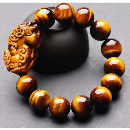 Fine Jewelry Fashion Natural Tigereye16mm Elastic Circular Bead Bracelets Best Gift Free Shipping