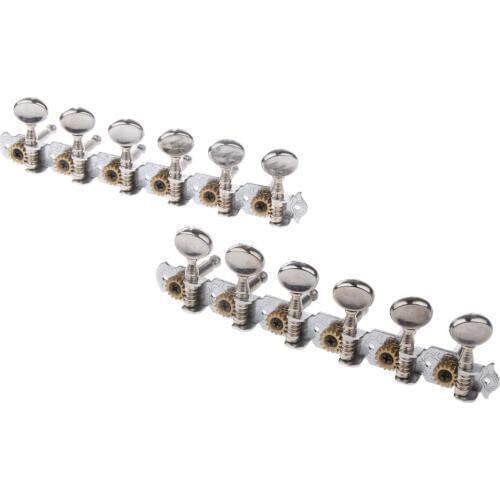 6L 6R Tuning Pegs Tuners Machine Heads for 12 String Acoustic Guitar Silver