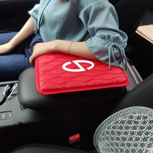 Leather Car Handrest Armrest Box Mats Cover Hand Pillow Pad For Hyundai SOLARIS Veloster VERNA ATOS ATOS Coupe car accessories