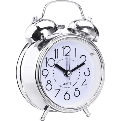 Creative Mechanical Quartz Snooze Bell Night Light Alarm Clock Retro Loud Double Metal Bell For Students Desk Clock