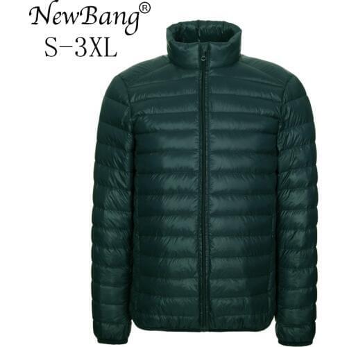 NewBang Brand Mens Down Jacket Ultralight Down Jacket Men Stand Collar Winter Feather Windbreaker Thin Parka With Carry Bag