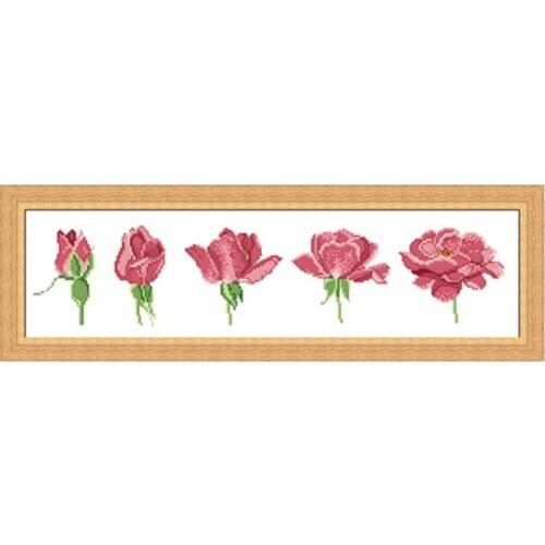 Red Rose in Blooming Flowers Counted Kit Stamped Cross Stitch Kit