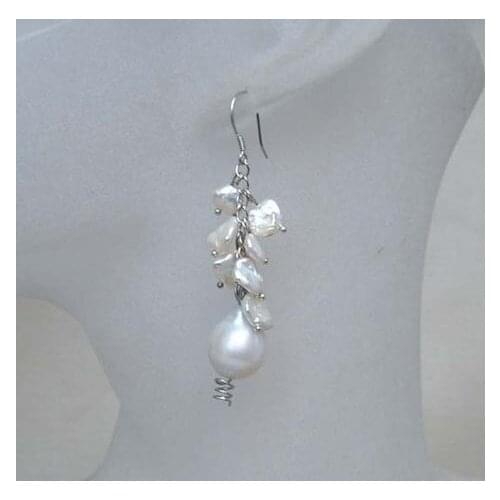 New Arrival Favorite Pearl Earrings White Color Reborn Keshi Freshwater Pearl Dangle Earring Wedding Birthday Women Gift Jewelry