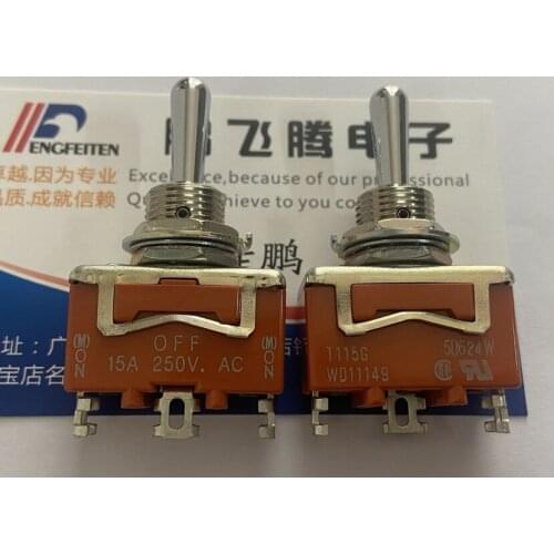 Original New 100% T115G-F bilateral left and right self-reset button switch 3pin 3gear shaking head rocker power switch 15A 12mm