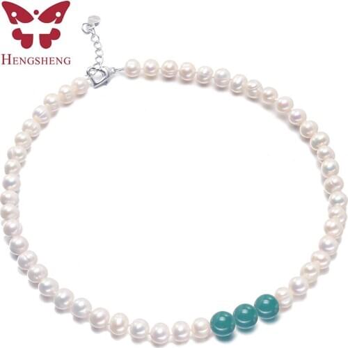 Sterling Silver Baroque White Real Natural Cultured Pearl Necklace Strand | Pearl Choker Necklace | Jewelry for Women 2020 New