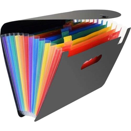 Rainbow Color A4 File Folder Document Bag Receipt File Expanding Wallet Bill Folders 13 Pockets Document Organizer Office Supply