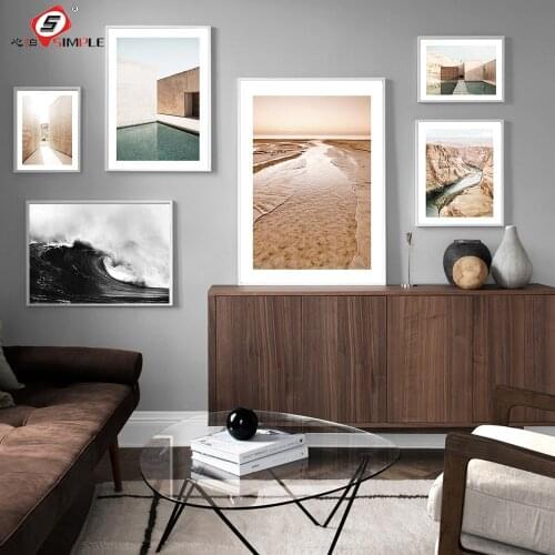 Landscape Architecture Canvas Posters Desert Beach Small Island Print Painting Wall Art Pictures Livingroom Scandinavian Decor