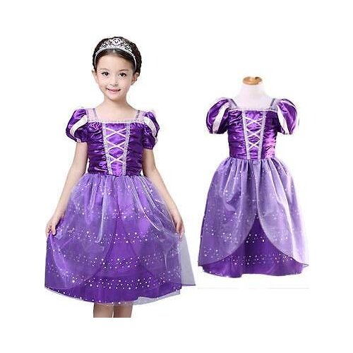 Pudcoco US Stock 4-10 Years Xmas Gifts Girls Rapunzel Deluxe Princess Dress Halloween Party Dancing Costume 3-10Y