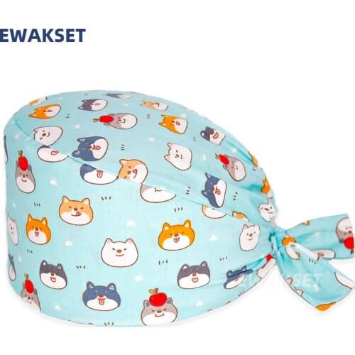 Dentist Clinic Work Hat for Doctor Adjustable Medical Accessories Nursing Scrubs Caps Cotton Pet Veterinary Nurse Hat Wholesale