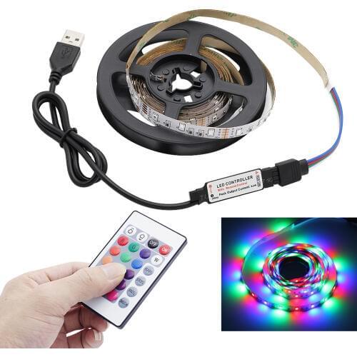 RGB LED Strip Light With Remote Control 24keys USB 5V Waterproof Flexible Tape 60led/m For TV Background Room Backlight etc