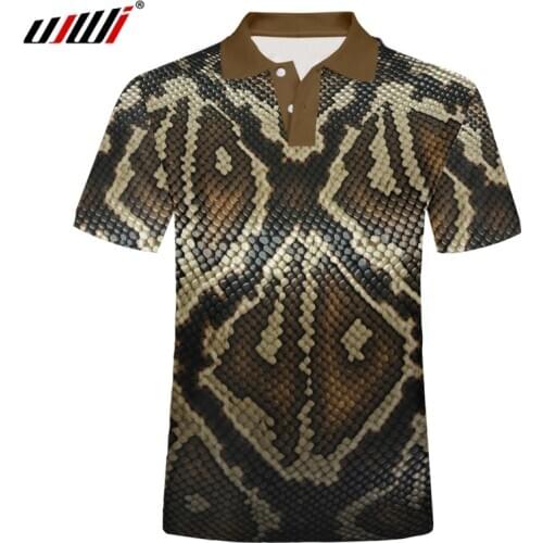 UJWI Man Polo Shirt Brand Mens Casual Animal snake skin Summer Polo Shirt Men Short Sleeve High Quantity Pullover US Size
