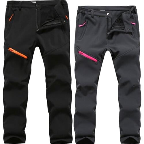 Winter Trousers Men Women Fleece Winter Softshell Camping Hiking Pants Outdoor Sports Waterproof Windproof Thermal