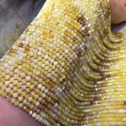 Loose beads Roundelle faceted Yellow Opal 4mm for DIY wholesale 14" FPPJ gemstone