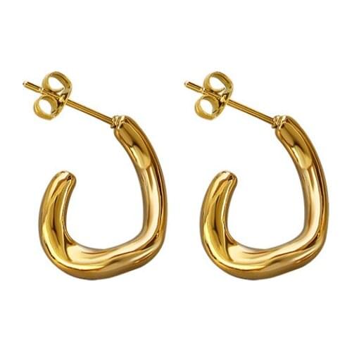 Unique Design Twisted C-shaped Metal Stud Earrings 316L Titanium Steel Fashion Anti Allergy Women Earring For Wholesale