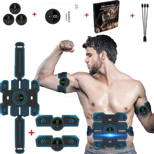 USB EMS Muscle Stimulation Recharging Abdominal Body Slimming Massage Trainer 8Pack 3in1 Abs Fitness Equipment Training Gear