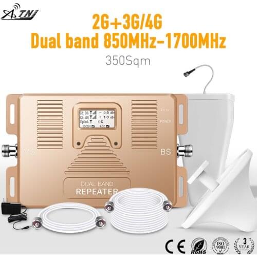 Smart DUAL BAND 2G/3G +4G Cell phone signal Booster 850/AWS1700/2100mhz mobile signal repeater cellular signal amplifier kit