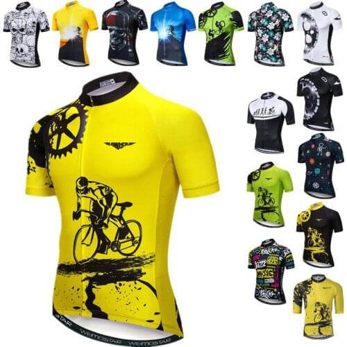 Weimostar Summer Cycling Jersey Yellow Men Pro Cycling Clothing Tops Short Sleeve MTB Bike Jersey Breathable Bicycle Shirt Ropa