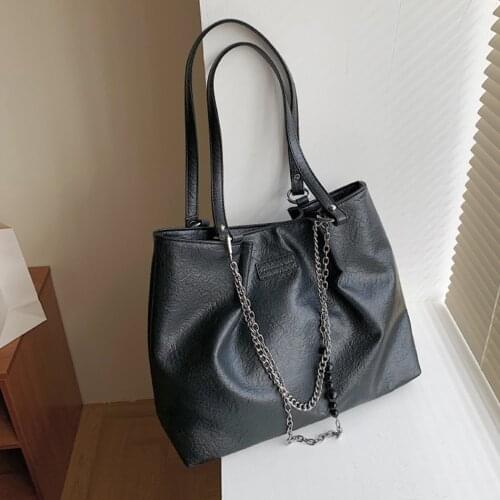 Women Large Capacity Soft PU Leather Ladies Tote Bag Fashion Chain Beaded Ladies Shoulder Messenger Bag Women Bags Designer Sac