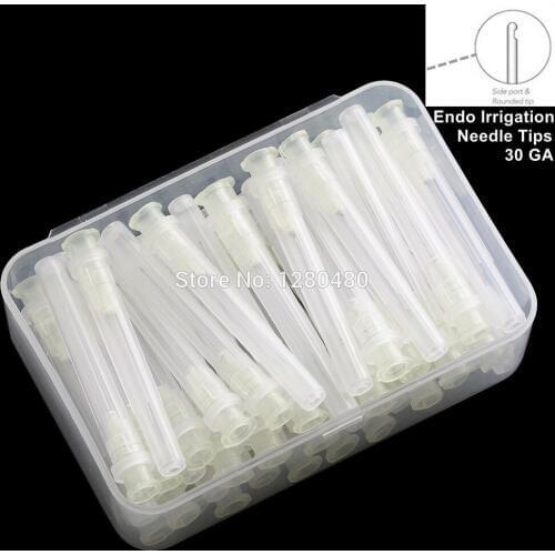 1 Box (50Pcs) Dental Endo Irrigation Needle Tips Yellow 30GA End Closed One Side Vented Hole Endo Syringe Dentist Products