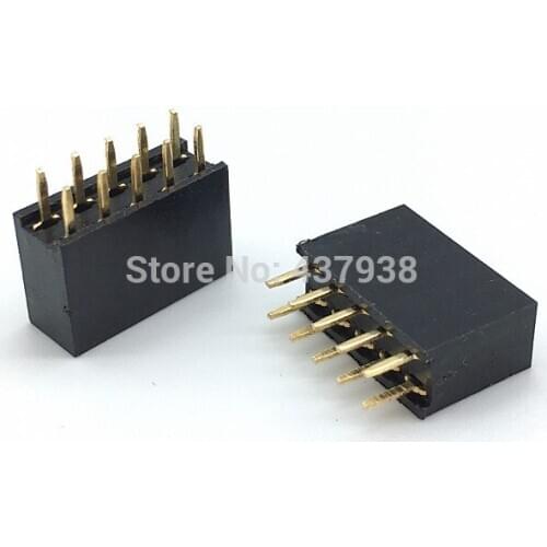 100pcs 2x5P Pin Header 10Pin 2.54mm Double Row Female Straight Header Pitch Socket 2*5Pin Outlet 2 x 5 Female Header Connector