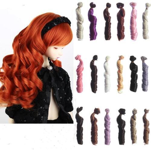 15cm coffee black brown color High-temperature curly doll hair for 1/3 1/4 1/6 BJD doll wigs
