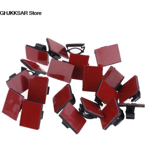 20pcs Adhesive Car Cable Clips Cable Winder Drop Wire Tie Fixer Holder Cord Organizer Management Desk Cable Tie Clamps 15mmX