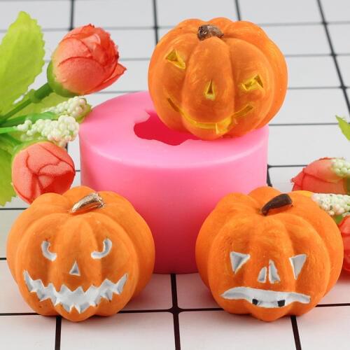 3D Halloween Pumpkin Shape Fondant DIY Craft Soap Candle Resin Clay Silicone Molds Chocolate Cake Decorating Mould Baking T