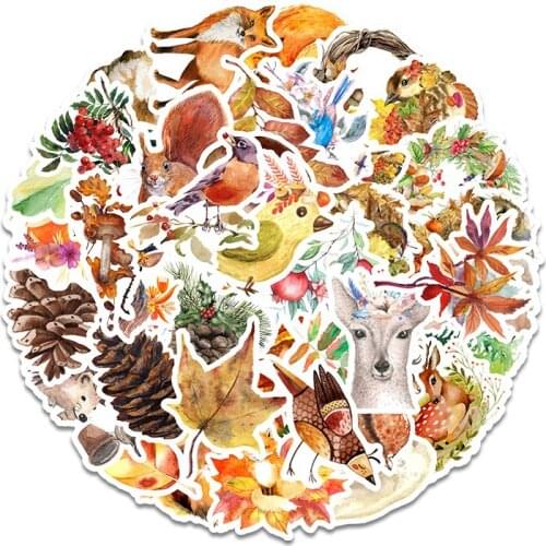 41Pcs Autumn Forest Party Adhesive Stickers Waterproof For Mobile Phone Diy Refrigerator Skateboard Car Accessories Sticker