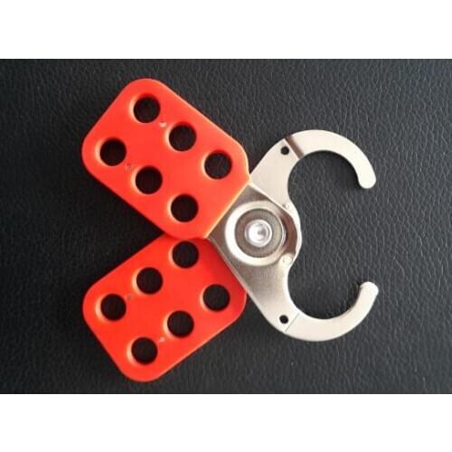 5pcs/lot Lockout Hasp ,chrome coated steel, scissor action 25mm dia jaws, red plastic coated