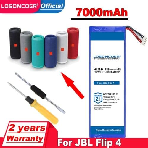 TOP LOSONCOER 7000mAh GSP872693 01 Battery for JBL Flip 4 Flip4, Flip 4 Special Edition Speakers Battery