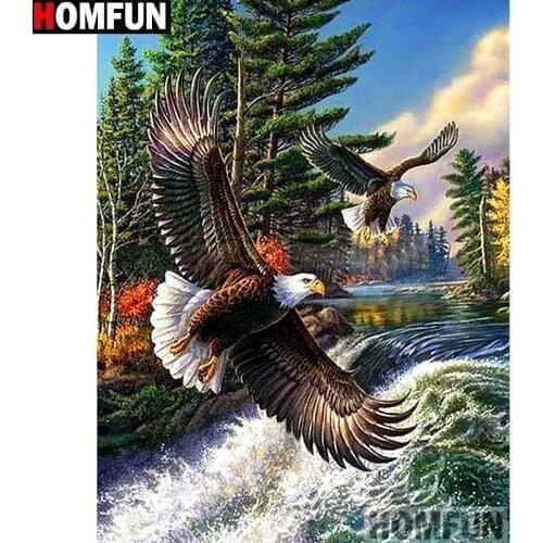 HOMFUN3D DIY Diamond Embroidery "Animal eagle" Picture of Rhinestones Diamond Painting Cross Stitch Needlework Decor A13413