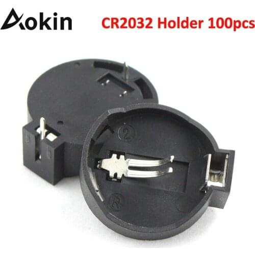 Aokin CR2032 Battery Holder 100PCS CR2025 CR2032 3V Button Coin Cell Battery Socket Holder Case Mini Battery Storage Box Black