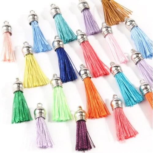 20Pcs/lot 39mm Polyester Cord Brush Pendant Earring Charms Satin Tassels for DIY Jewelry Making Findings Handmade Craft Supplier