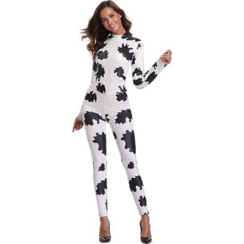 Free shipping Sexy Halloween Zebra Print Catsuit Party Fancy Dress Jumpsuit Playsuit 3S1821