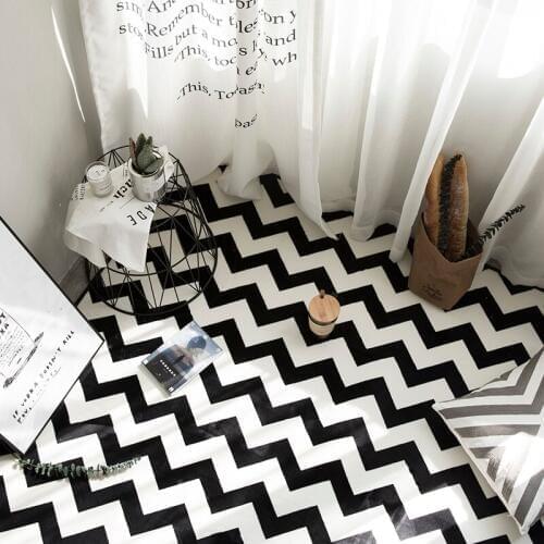 Big Mat Black And White Wave Stripe Bedroom Sitting Room Sofa Furniture Carpet 190 195 CM