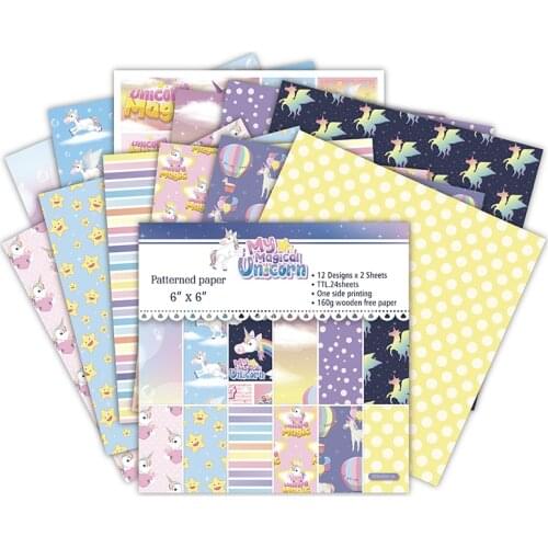 24 sheets 6"X6"Paper Unicorns pack Pattern Creative Scrapbooking paper pack handmade craft paper craft Background pad