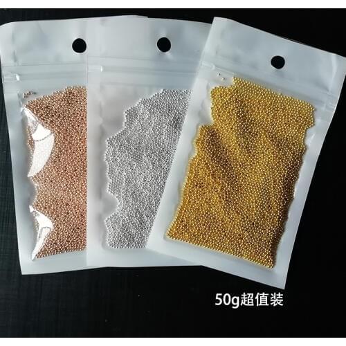 45g 1mm Charm Beads Nail Art Decoration Studs Micro Ball Steel Caviar Metal Stainless Ball Gold Silver Rose