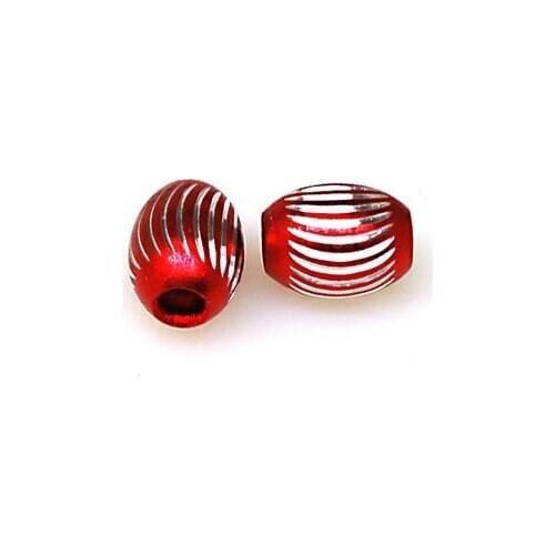Beads,Loose beads,8*11mm Oval Aluminium Beads,Red beads with carving, sold of 500pcs