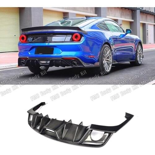 Real Carbon Fiber Black Rear Bumper Diffuser Lip Spoiler For Ford Mustang Coupe Convertible 2 Door 2015-2017