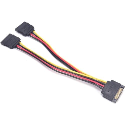 1pc 15 Pin SATA Power Cable Male to 2 Female SATA SplitterY Splitter Universal Connector Adapter Degree Power Adapter