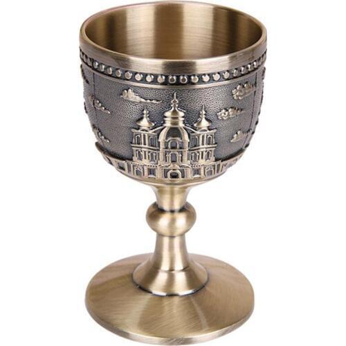 Classical Metal Wine Cup Handmade Small Goblet Household Copper Wine Glass Carving Pattern
