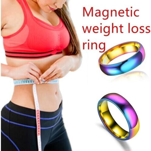 Size 16-23mm Men Women Rainbow Colorful Lose Weight Ring Titanium Steel Wedding Band Ring