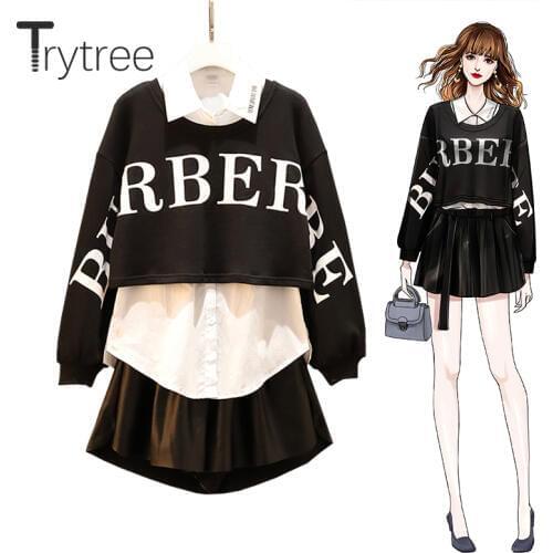 Trytree Autumn Winter Women Three Piece Sets Casual Letter Button Tops + Shorts Elastic Waist Wide Leg Pants Set 3 Piece Set