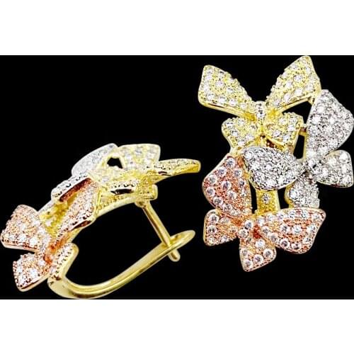 Lanyika Fashion Jewelry Trendy Butterfly Earrings Stud Micro Pave Zircon For Girl Engagement Party Popular Earrings Best Gift