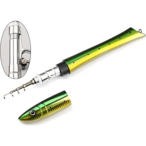 40%HOT1.6m Portable Fish Shape Telescopic Fishing Rod Casting Spinning Reel Full Kits