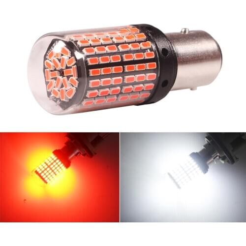 NHAUTP 1Pcs 1157 LED Canbus Bulb BAY15D P21/5W No Error Car LED Brake Lights 3014 144-SMD Auto Tail Parking Lamp Red White