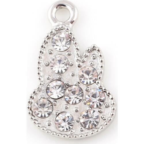 20Pcs/lot Crystal Silver Gold Color Rabbit Shape Charm Dangle For DIY Bracelet Jewelry Making