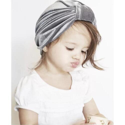 Gold Velvet Bow Hat Baby Girl Turban Soft Bohemian Style Headbands Newborn Baby Cap for Baby Girl Hair Accessories